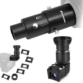 Astromania 1X/2.5X Magnification Right Angle Viewfinder with 6 Mounting Adapters - Bundle with - Variable Projection Adapter 1.25" Extension Tube Kit
