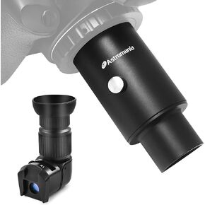 Astromania 1X/2.5X Magnification Right Angle Viewfinder with 6 Mounting Adapters - Bundle with - 1.25" Fixed Camera Adapter