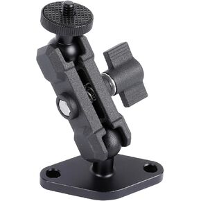 Aluminum 1/4"-20 Mount with Drill Plate Base for Monitors, CCTV Cameras, Camcorders, 360° Rotation Adjustable Camera Mount for Installation on Car Dashboard, Ceiling, and Walls