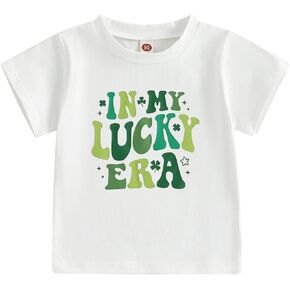 Kids St Patricks Day Shirt Toddler Baby Boys Girls Short Sleeve Shamrock Clover Lucky Graphic Tee Top