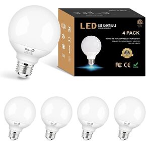 8-Pack LED Vanity Light Bulbs for Bathroom 4000K Natural Daylight, E26 Base Globe 60W Incandescent Equivalent, 5W Round Light Bulbs for Vanity Mirror, 500LM, Non-dimmable