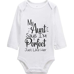listery My Aunt Says I m Perfect Just Like Her Short Sleeve Bodysuit Reborn Clothes Unisex New Baby Boy Baby Girl
