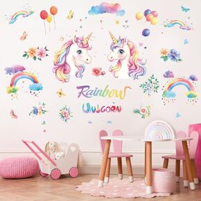 Removable Rainbow Wall Sticker Peel and Stick, Vinyl Sun Cloud Heart Wall Decal, Wall Decor Art Home Decoration for Kids Bedroom Baby Nursery Playroom