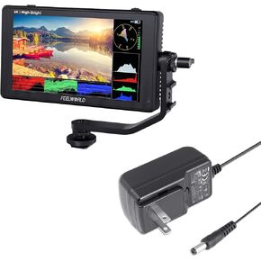 FEELWORLD LUT6E Camera Field DSLR Monitor and 12V 1.5A Power Adapter Bundle