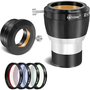 Alstar High Power 2 Inch 2X 4-Element Barlow Lens - Bundle with - Telescope LRGB 2 Inch Filter Set