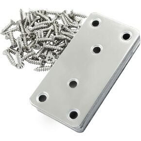 10Pcs 3.94 x 1.97 Inch Metal Flat Straight Mending Plates,2mm Thickness Stainless Steel Metal Flat Straight Brace Bracket with Screws for Furniture,Wood,Shelves, Cabinet(100mmx50mm,Silver)
