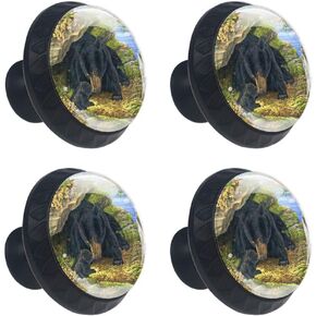4 Pcs Black Bears Mon Love Baby Crystal Class Cabinet Knobs 35mm Circle Shape Drawer Kitchen Cabinets Dresser Cupboard Wardrobe Pulls Handles