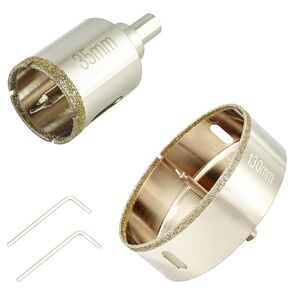 5 Inch Diamond Hole Saw + 1 3/8 Inch Tile Hole Saw for Porcelain Tile, Stone, Ceramics Pot, Marble and Granite, Wet Use