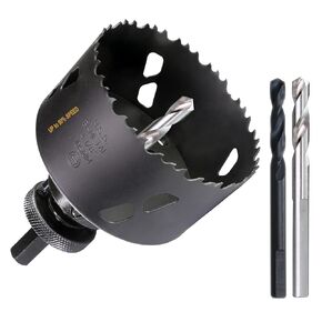 4-1/8 Inch Deep HSS Bi Metal Hole Saw Cutter with Arbor Heavy Duty Hole Saw Bit Cutting Depth 2.1" for Metal Thick Wood PVC Drywall Aluminum Big Slot New Sharp Teeth D