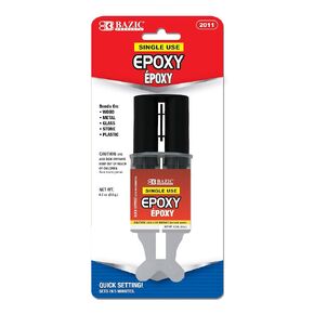 BAZIC Epoxy Glue w/Syringe Applicator 0.2 Oz/5.6g, Quick Setting, 2 Part Clear Glue Bond Adhesive to Wood Metal Glass Stone Plastic, 2-Pack