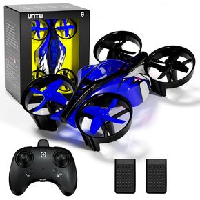 2 In 1 Mini Drones for Kids Remote Control Drone with Land Mode or Fly Mode, LED Lights,Auto Hovering, 3D Flip,Headless Mode and 3 Batteries,Toys Gifts for Boys Girls (Red)