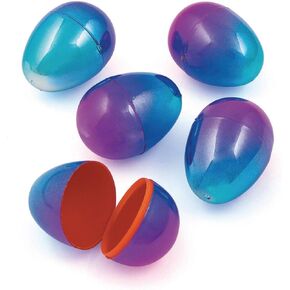 Fun Express Two-Tone Metallic Plastic Easter Eggs - 2" (12 Pcs.) - Ombre Purple and Blue Candy Containers - Perfect for Easter Celebrations and Spring Events