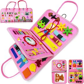 Busy Board Montessori Toys for 3+ Year Old Birthday Gifts, Developing Sensory Toy for Fine Motor Skills, Busy Book for Toddlers 3-5, Educational Travel Toys for Kids