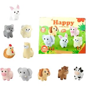 10 Pack Farm Animal Matching Toy with Map，Montessori Educational Baby Gifts for 1 2 3 Year Old Toddlers