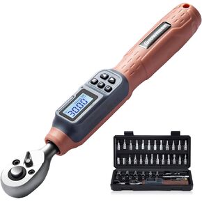 GROWNEER Digital Torque Screwdriver, 2.66-53.1 In-lbs/0.3-6 Nm, 1/4'' Drive Inch Pound Torque Screwdriver Electrician with Buzzer & LED Indicator, 27 In 1 Screwdriver Torque Wrench Set