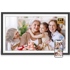 Large Digital Photo Frame 15.6-inch Electronic Photo Frame - Smart Photo Display FHD 1080P IPS Touch Screen, 32GB, Wall Mountable, Send Photos Videos Via App, Email, Best Gifts Choice for Mom and Dad