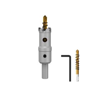Premium Tungsten Carbide Tipped Hole Saw Drill Bit Set with 2 Titanium-Plated Pilot Bits - Heavy Duty Cutter for Metal, Steel, Iron, Wood, and Plastic（19mm丨3/4''）