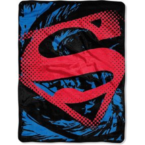 DC Comics Superman, "Super Rip Shield" Micro Raschel Throw Blanket, 46" x 60", Multi Color, 1 Count