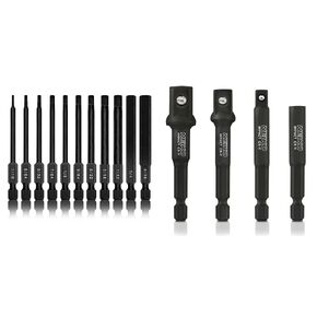 Neiko 01147A Hex Allen Power Bit Set, 11-Piece SAE Sizes 1/16" to 5/16" & 00244A Impact Socket Adapter and Magnetic Bit Holder Set | 4-Piece Set | 1/4-Inch Hex Shank