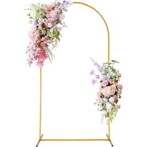 Gold Metal Arch Backdrop Stand, 6.6FT x 7.2FT, Easy to Assemble, Suitable for Weddings, Birthdays, Parties, Metal
