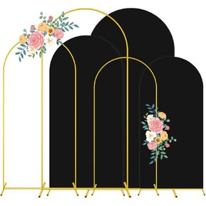 Metal Arch Backdrop Stand and Cover Set of 3 (7.2FT, 6.6FT, 6FT) Balloon Wedding Arches with Backdrops Covers Spandex Chiara Backdrop Stands for Parties Brown Arch Stand Cover for Birthday