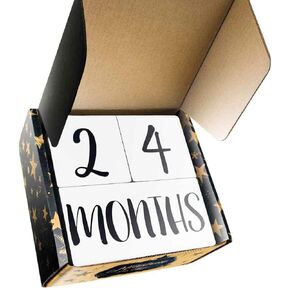 Stoneboat Baby Milestone Blocks | Baby Age Blocks for Monthly Milestone Photo Prop | Premium Solid Wood Months Block | Baby Shower Gender Reveal Or Baby Registry Must Have | Displays Days to Years