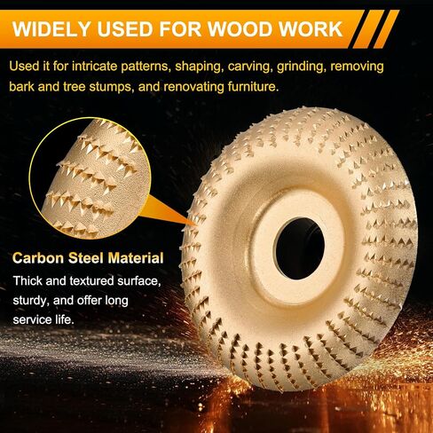 HARFINGTON Wood Carving Disk Grinder Wheel 4-1/2" Angle Grinding Wheel Arc Carving Disc with 7/8" Arbor for Woodworking Shaping Polishing, Black in Saudi Arabia