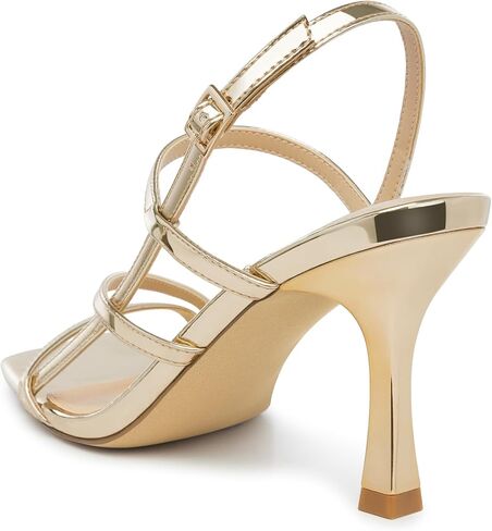 Women Strappy High Heels: Square Open Toe Slingback Sandals, Dressy Sexy Comfortable Kitten Heeled, Prom Party Wedding Black White Gold Nude in Saudi Arabia