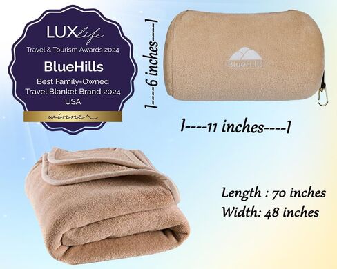 BlueHills Premium Soft Travel Blanket Pillow Airplane Flight Blanket Throw Bag Pillowcase Compact Large 2 in 1 Combo Warm Traveling Plane Essentials Portable Gifts Lightweight Grey Gray T007 in Kuwait