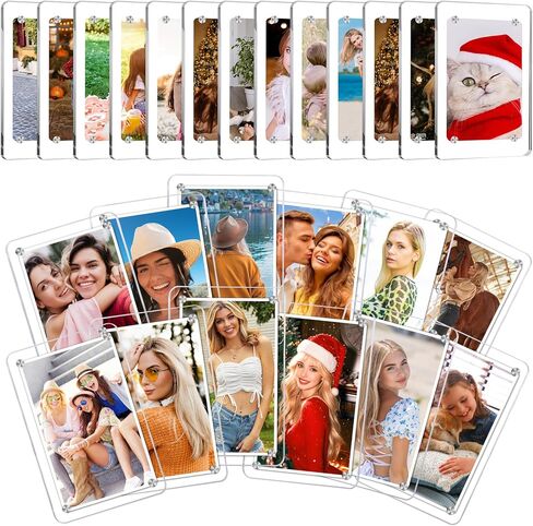 إطار مغناطيسي للثلاجة من الأكريليك مكون من 6 قطع من ESRICH، إطار مغناطيسي بولارويد، إطارات مغناطيسية للصور مزدوجة الجوانب للثلاجة، إطار صغير شفاف (2.36 × 3.54 بوصة) in Kuwait