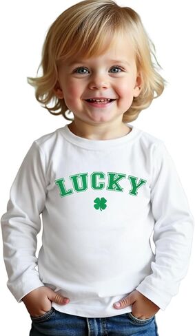 Toddler St. Patrick's Day Shirt Baby Boy Girl Lucky Shamrock Long Sleeve T-Shirt Irish Clover Tees Cotton Tops 1-5T in Saudi Arabia