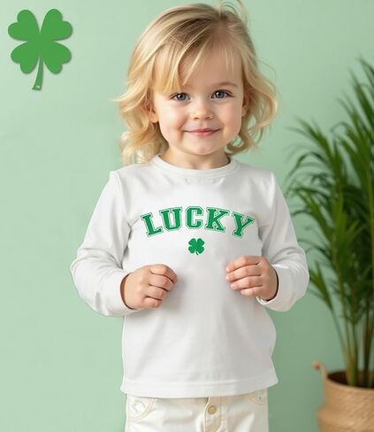 Toddler St. Patrick's Day Shirt Baby Boy Girl Lucky Shamrock Long Sleeve T-Shirt Irish Clover Tees Cotton Tops 1-5T in Saudi Arabia