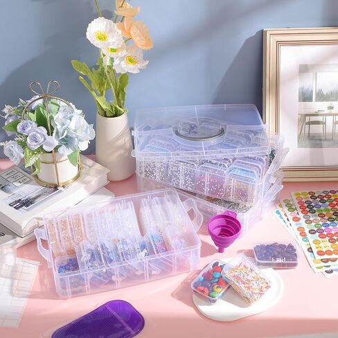 Diamond Painting Storage Containers with 208 Grids Bead Organizer with Diamond Painting Accessories for Diamond Art Storage DIY Diamond Art Craft Jewelry Bead Storage in Saudi Arabia
