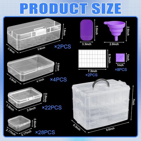 Diamond Painting Storage Containers with 208 Grids Bead Organizer with Diamond Painting Accessories for Diamond Art Storage DIY Diamond Art Craft Jewelry Bead Storage in Saudi Arabia
