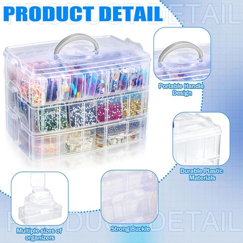 Diamond Painting Storage Containers with 208 Grids Bead Organizer with Diamond Painting Accessories for Diamond Art Storage DIY Diamond Art Craft Jewelry Bead Storage in Saudi Arabia