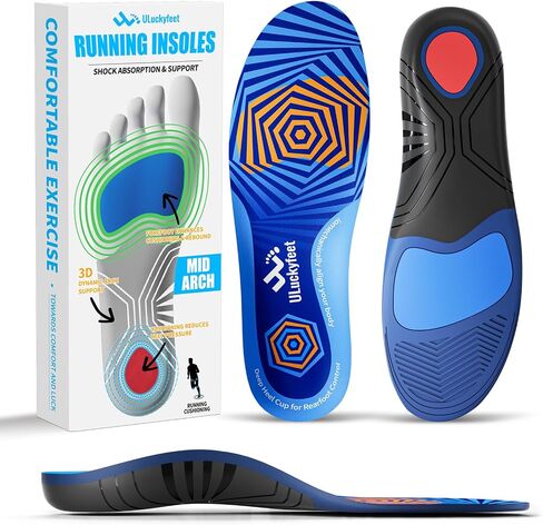 Running Insoles for Men Women & Plantar Fasciitis Relief Shoe Insoles, Extra Shock Absorption Boosts Sports Performance & Arch Support Inserts for Reduce Fatigue -Low Arch Running Shoe Inserts-G in Kuwait
