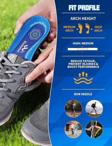 Running Insoles for Men Women & Plantar Fasciitis Relief Shoe Insoles, Extra Shock Absorption Boosts Sports Performance & Arch Support Inserts for Reduce Fatigue -Low Arch Running Shoe Inserts-G in Kuwait