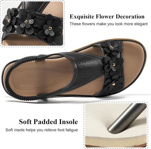 Ecetana Womens Sandals Dressy Summer Beach Casual Elastic Strap Slip on Flat Shoes with Memory Foam in Saudi Arabia