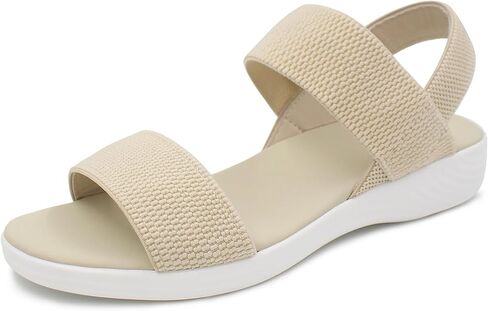 L LOUBIT Women's Sandals Elastic Strap Summer Comfort Open Toe Slides Anti-Slip Lightweight Flat Sandals in Kuwait