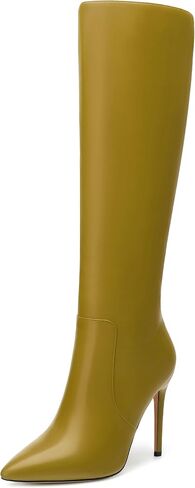 AMBELIGHT Knee High Boots for Women Stiletto High Heel Pull on Pointed Closed Toe Long Boots Elegant Comfortable Fashion Classic Tall Boots 4 Inch in Saudi Arabia