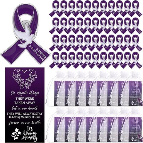 Quelay 100 Sets Black Funeral Ribbon Pins Funeral Favors Ribbon Pins Prayer Cards and Organza Bags Ribbon Awareness Lapel Pin Forever in Our Hearts Memorial Brooch for Mourning Remembrance Day Funeral in Kuwait
