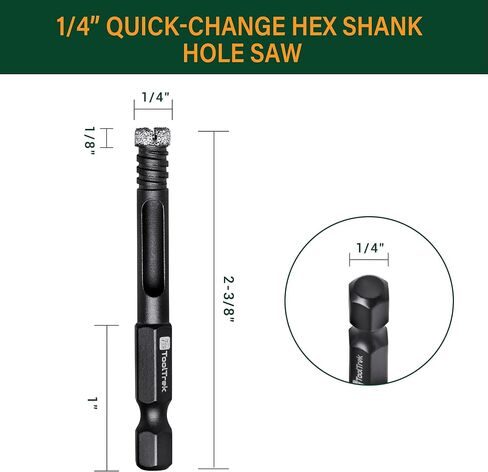 Diamond Hole Saw, Ceramic Drill Bit for Porcelain Tile Marbile Granite Stone Glass, Hex Shank, Holemaking Attachment for Bosch DeWalt Milwaukee. (1/4 Inch) in Saudi Arabia