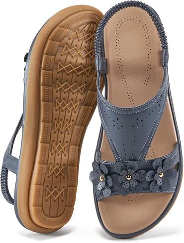 Ecetana Womens Sandals Dressy Summer Beach Casual Elastic Strap Slip on Flat Shoes with Memory Foam in Saudi Arabia