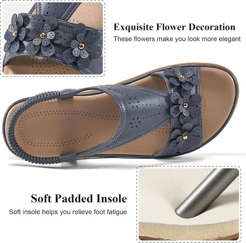 Ecetana Womens Sandals Dressy Summer Beach Casual Elastic Strap Slip on Flat Shoes with Memory Foam in Saudi Arabia