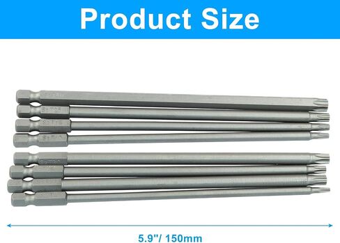 Hordion 8pcs 1/4 inch hex shank t8-t40 torx head screwdriver bit ، 6 بوصة الطول in Kuwait