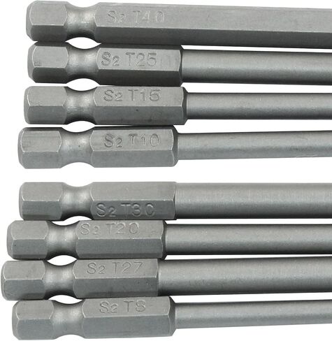 Hordion 8pcs 1/4 inch hex shank t8-t40 torx head screwdriver bit ، 6 بوصة الطول in Kuwait