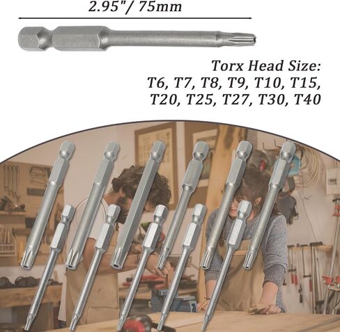 Hordion 8pcs 1/4 inch hex shank t8-t40 torx head screwdriver bit ، 6 بوصة الطول in Kuwait
