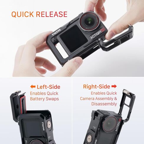 Tilta Camera Cage Base Kit Compatible with DJI Osmo Action 3, Action 4, Action 5 Pro (Titanium Gray) | Magnetic 1/4″-20 Baseplate | Cold Shoe Mounts | Magnetic Mount Design | Shock-Absorbing in Saudi Arabia
