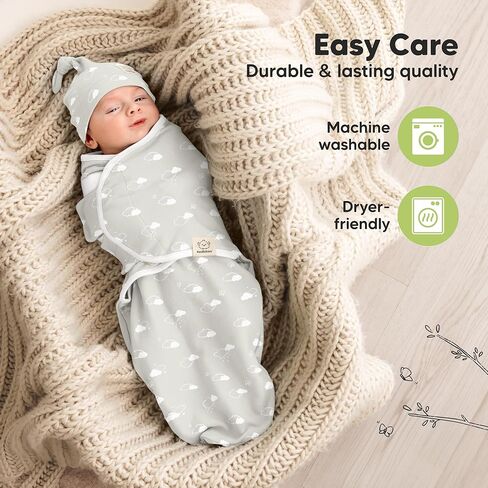 Keababies 3 عبوات القماش لفتيات الأطفال حديثي الولادة ، الأولاد مع القبعات-أكياس نوم ناعمة ناعمة ، قمامة الطفل القابلة للتنفس 3-6 أشهر مجموعة بيني ، Premie Infant Sleep Sack 0-3 أشهر (Nordic) in Saudi Arabia