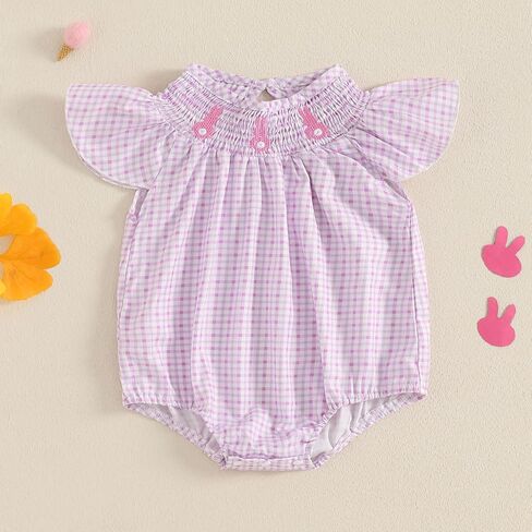 طفلة طفلة رومبير أرنب الباني تطريز الأزهار بذلة بذلة متوترة قصيرة الأكمام in Kuwait